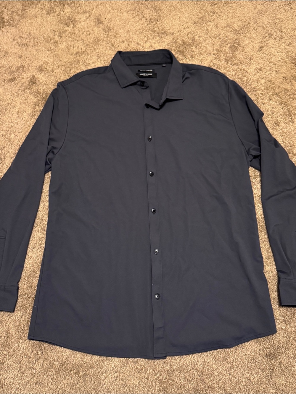 Kenneth Cole New York Shirt Mens XL Gray Long Sleeve Button Up Stretch Casual